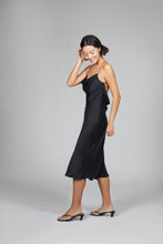 Load image into Gallery viewer, Anaphe Long Cowl Dress M Icon Silk Slip Dress - Classic Black
