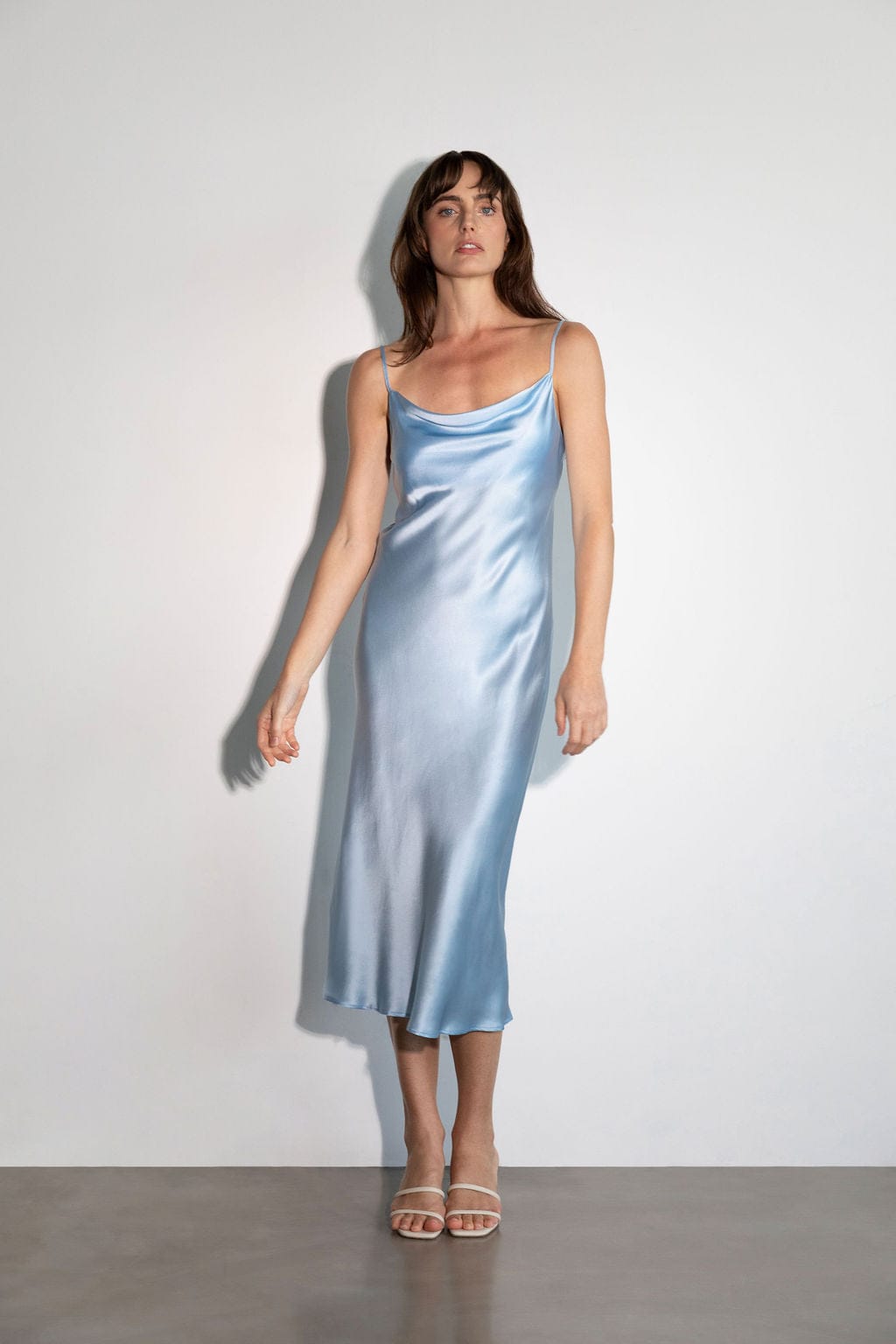 Anaphe Long Cowl Dress Silhouette Dress Powder Blue - Atelier