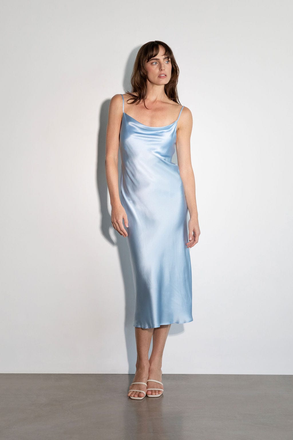 Anaphe Long Cowl Dress Silhouette Dress Powder Blue - Atelier