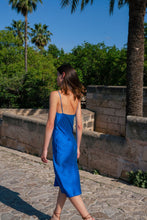 Load image into Gallery viewer, Anaphe Long Cowl Dress Silhouette Silk Cowl Slip Dress - Amalfi Cobalt Blue
