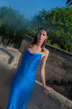 Load image into Gallery viewer, Anaphe Long Cowl Dress Silhouette Silk Cowl Slip Dress - Amalfi Cobalt Blue
