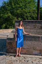 Load image into Gallery viewer, Anaphe Long Cowl Dress Silhouette Silk Cowl Slip Dress - Amalfi Cobalt Blue
