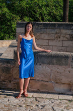 Load image into Gallery viewer, Anaphe Long Cowl Dress Silhouette Silk Cowl Slip Dress - Amalfi Cobalt Blue
