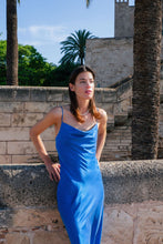 Load image into Gallery viewer, Anaphe Long Cowl Dress Silhouette Silk Cowl Slip Dress - Amalfi Cobalt Blue

