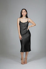 Load image into Gallery viewer, Anaphe Long Cowl Dress Silhouette Silk Cowl Slip Dress - Classic Black
