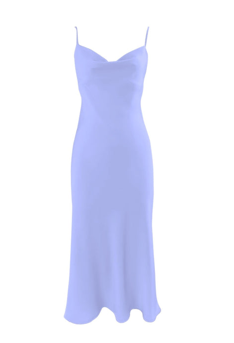 Anaphe Long Cowl Dress Silhouette Silk Cowl Slip Dress - Lavender Haze