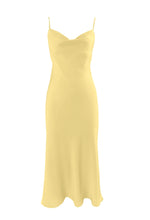 Load image into Gallery viewer, Anaphe Long Cowl Dress Silhouette Silk Cowl Slip Dress - Lemon Cake Yellow
