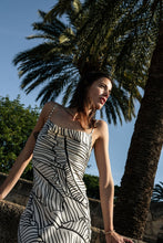 Load image into Gallery viewer, Anaphe Long Cowl Dress Silhouette Silk Cowl Slip Dress - Palm Print

