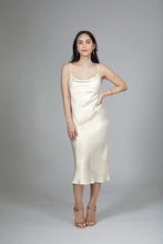 Load image into Gallery viewer, Anaphe Long Cowl Dress Silhouette Silk Cowl Slip Dress - Sand
