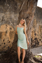 Load image into Gallery viewer, Anaphe Long Cowl Dress Silhouette Silk Cowl Slip Dress - Sea Green
