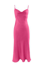 Load image into Gallery viewer, Anaphe Long Cowl Dress XS Silhouette Silk Cowl Slip Dress - Fuchsia Pink
