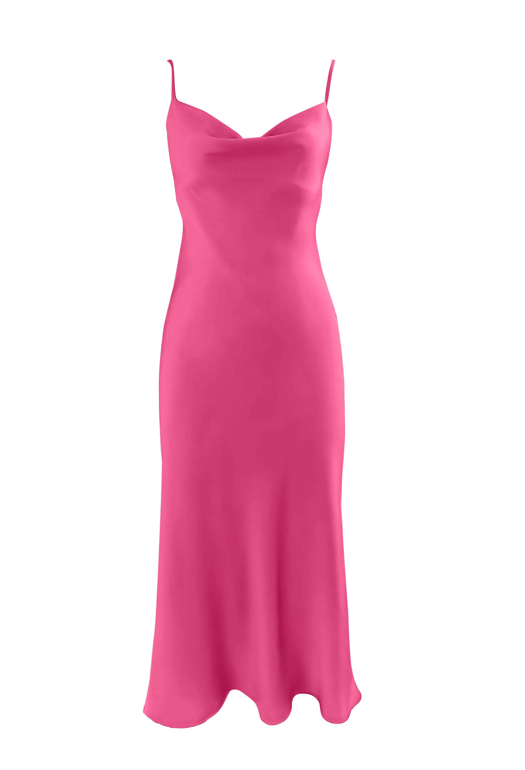 Anaphe Long Cowl Dress XS Silhouette Silk Cowl Slip Dress - Fuchsia Pink