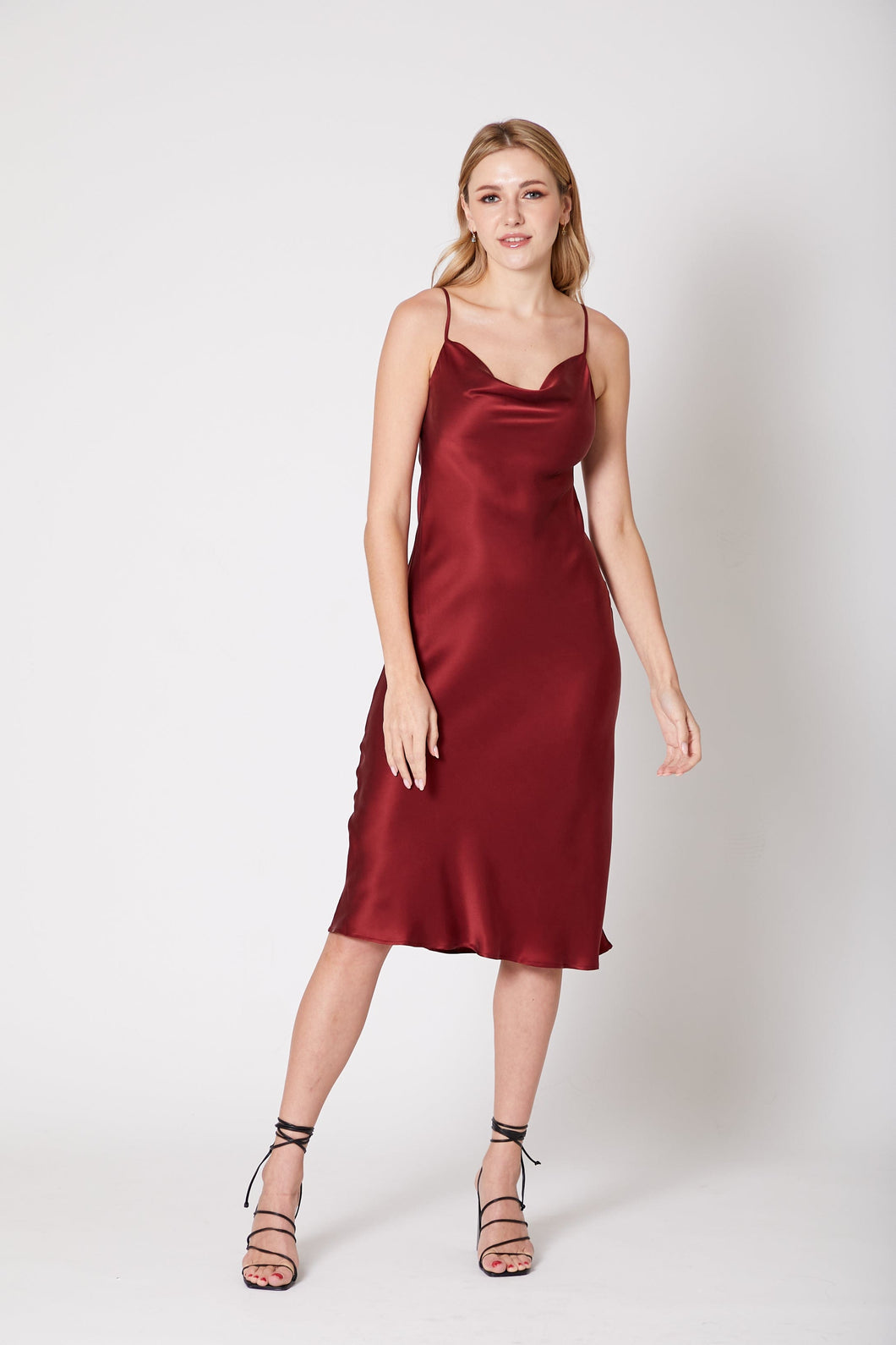 Anaphe Long Cowl Dress XS Silhouette Silk Cowl Slip Dress - Red Wine