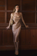 Load image into Gallery viewer, Anaphe Long Cowl Dress XS Silhouette Silk Cowl Slip Dress - Rose Gold
