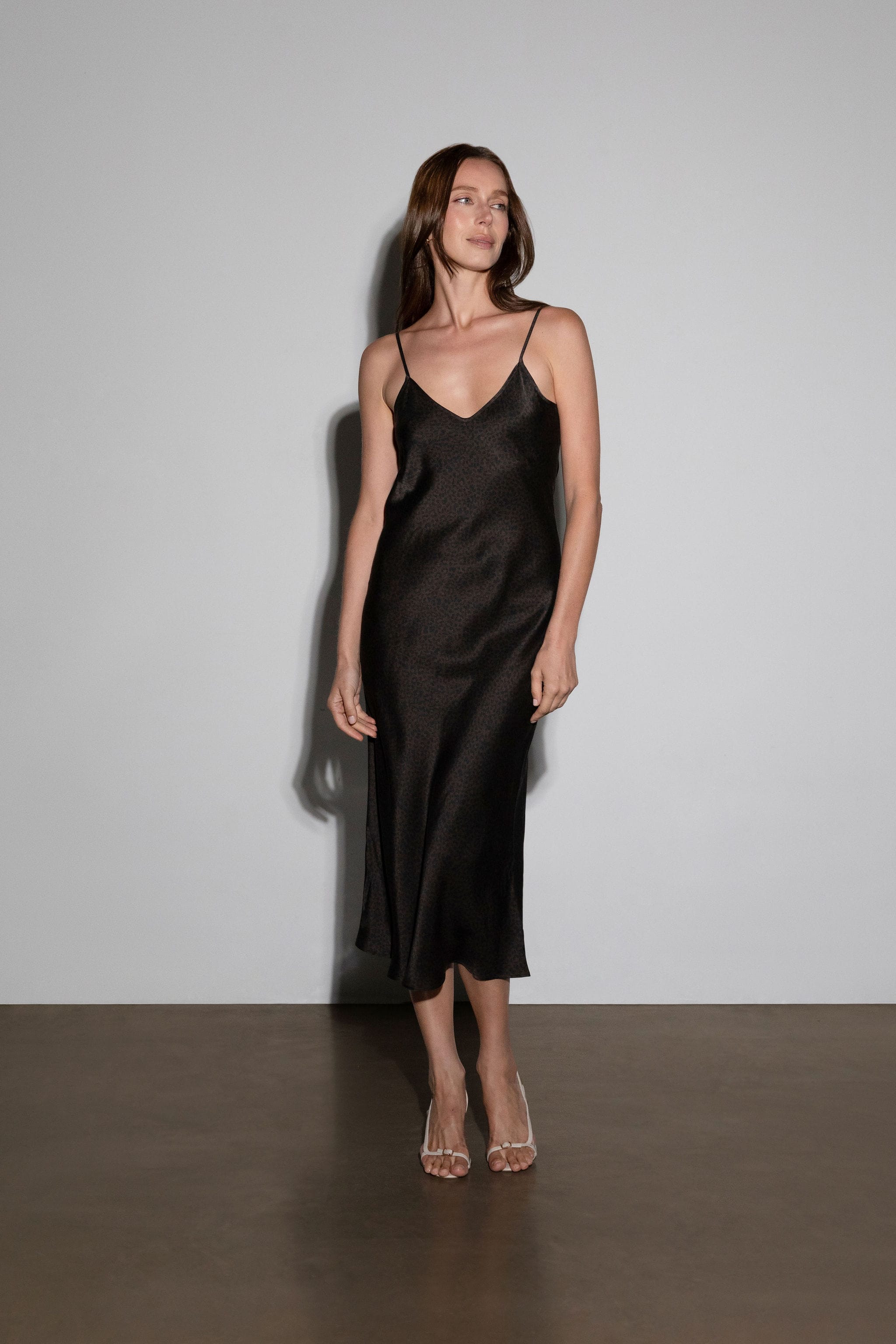Anaphe Long Dress 90s Icon V Slip Dress - Panther Print