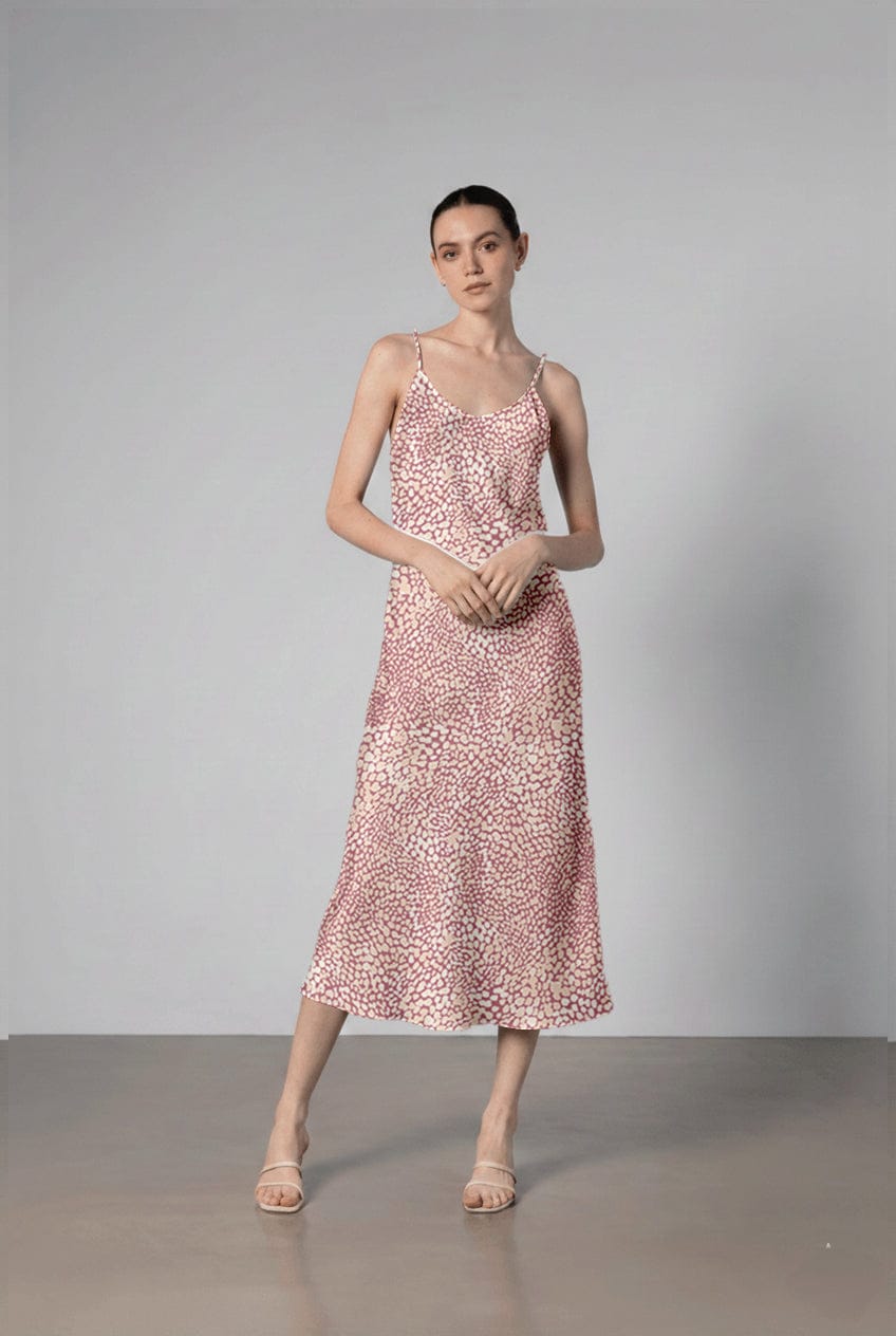 Anaphe Long Dress 90s Icon V Slip Dress - Pink Shells
