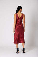 Load image into Gallery viewer, Anaphe Long Dress Deep V Reversible Silk Slip Dress - Red Wine
