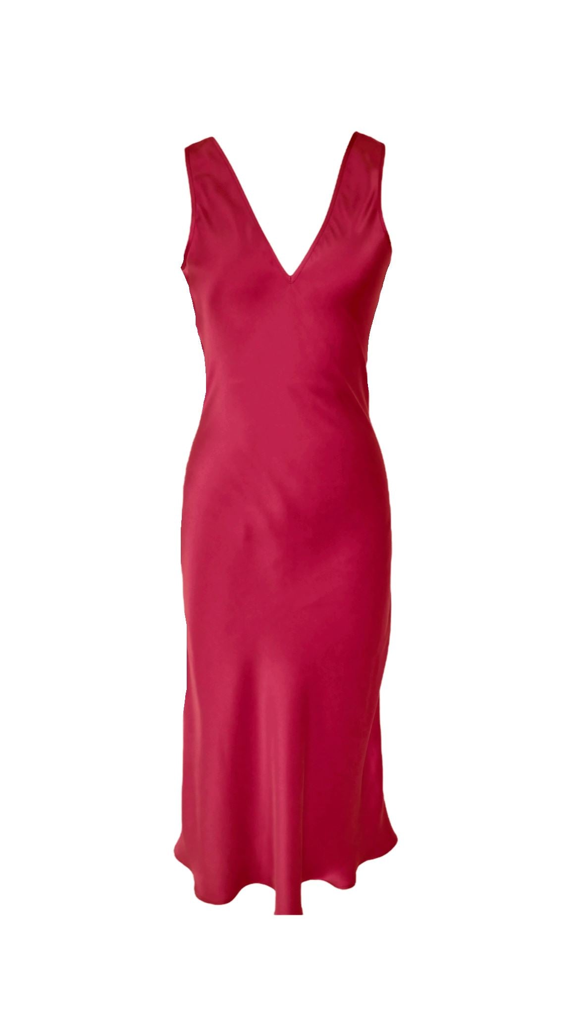Deep V Reversible Silk Slip Dress Red Wine Anaphe
