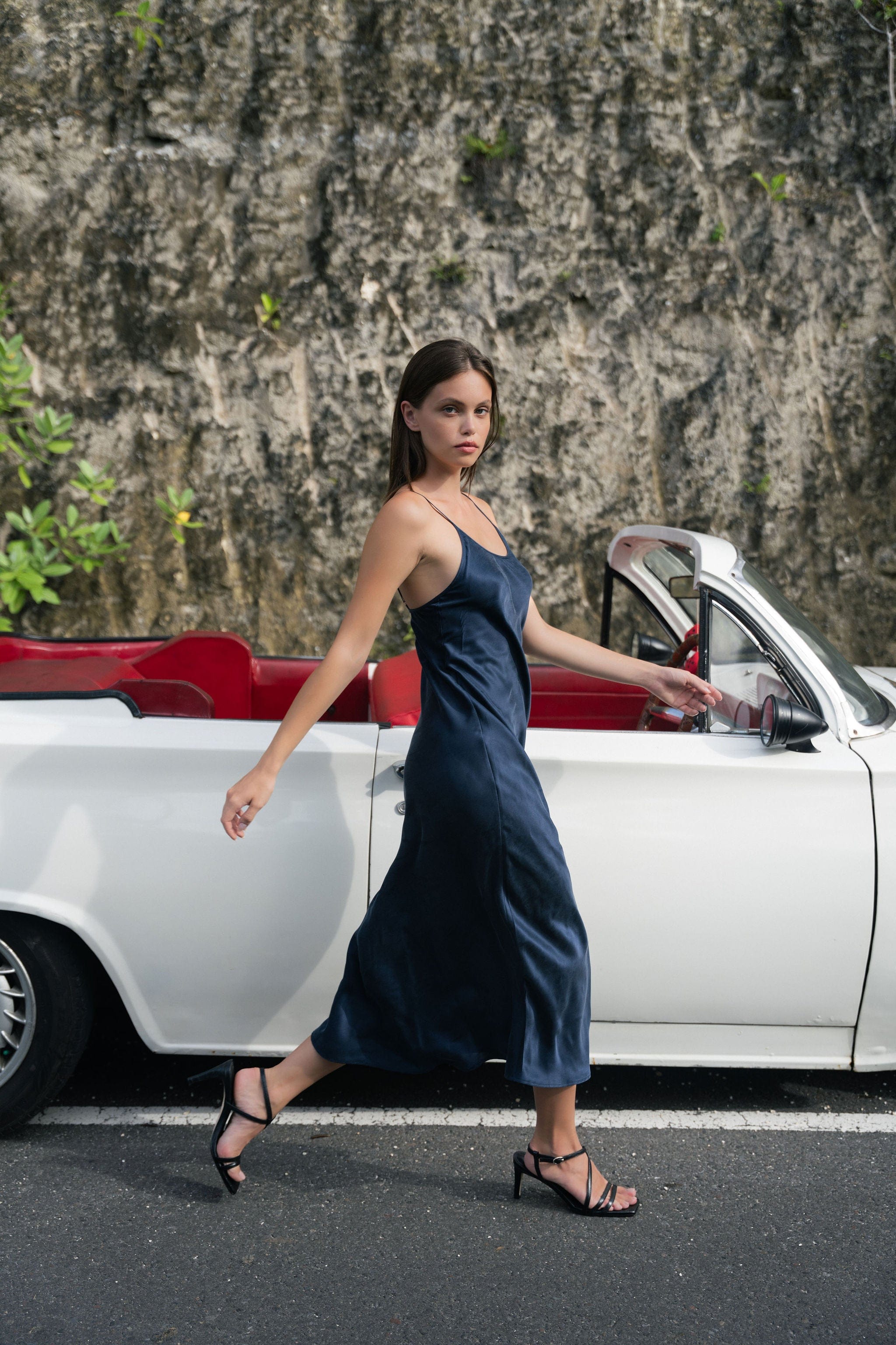 Anaphe Long Dress French Navy / M Harlow Scoop Slip Dress - Sandwashed Silk