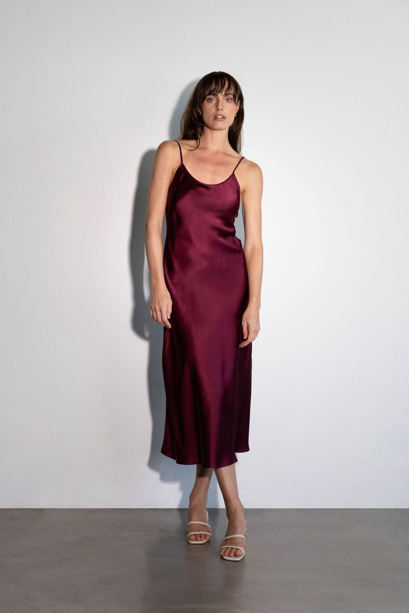 Harlow Scoop Slip Dress Burgundy