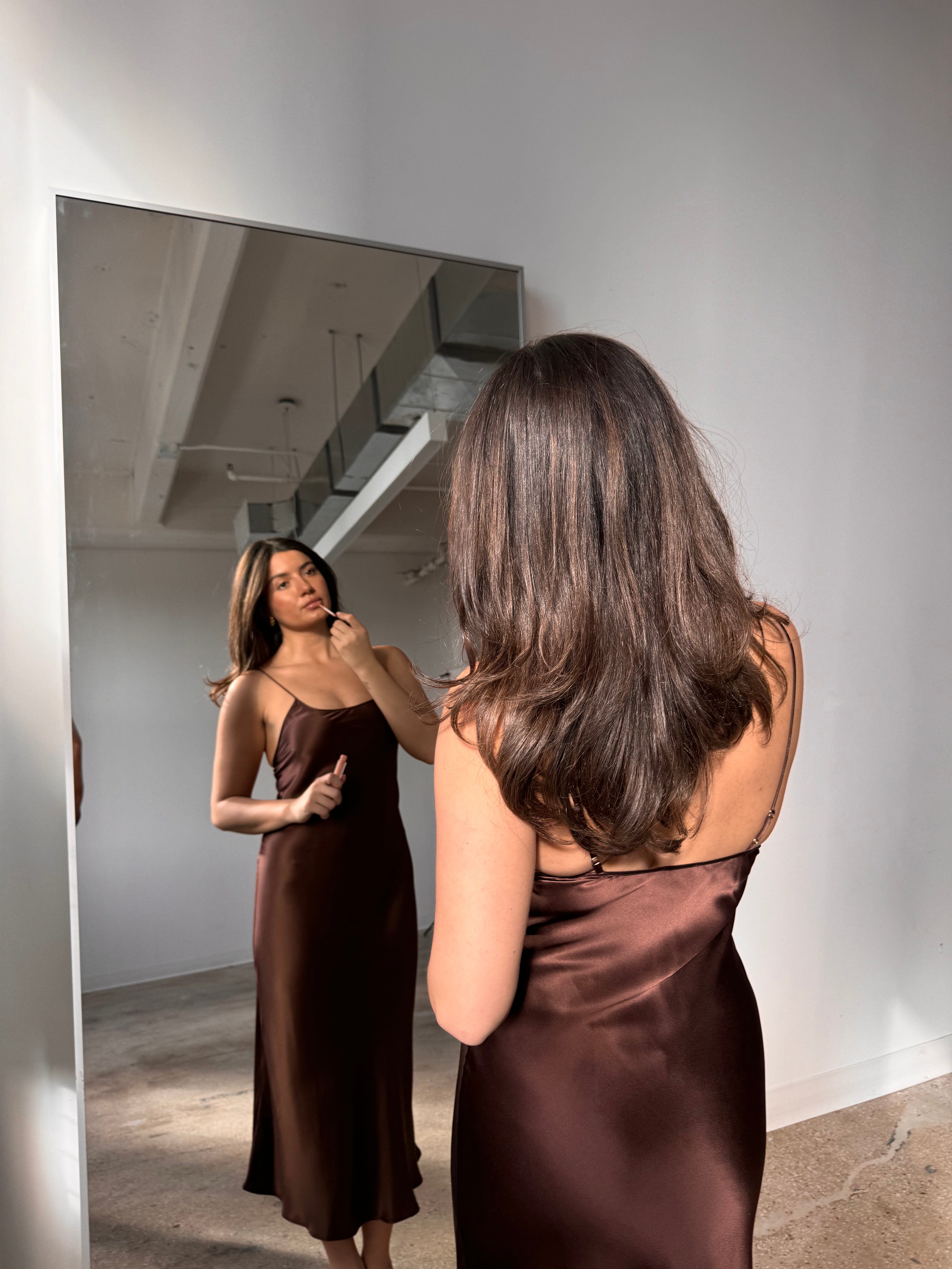 Anaphe Long Dress Harlow Scoop Slip Dress Espresso - Atelier