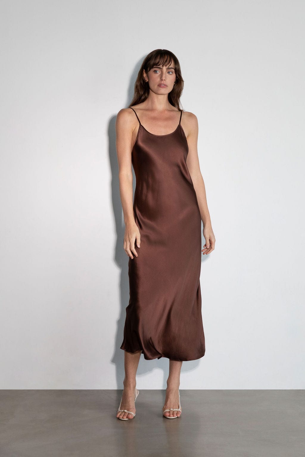 Anaphe Long Dress Harlow Scoop Slip Dress Espresso - Atelier