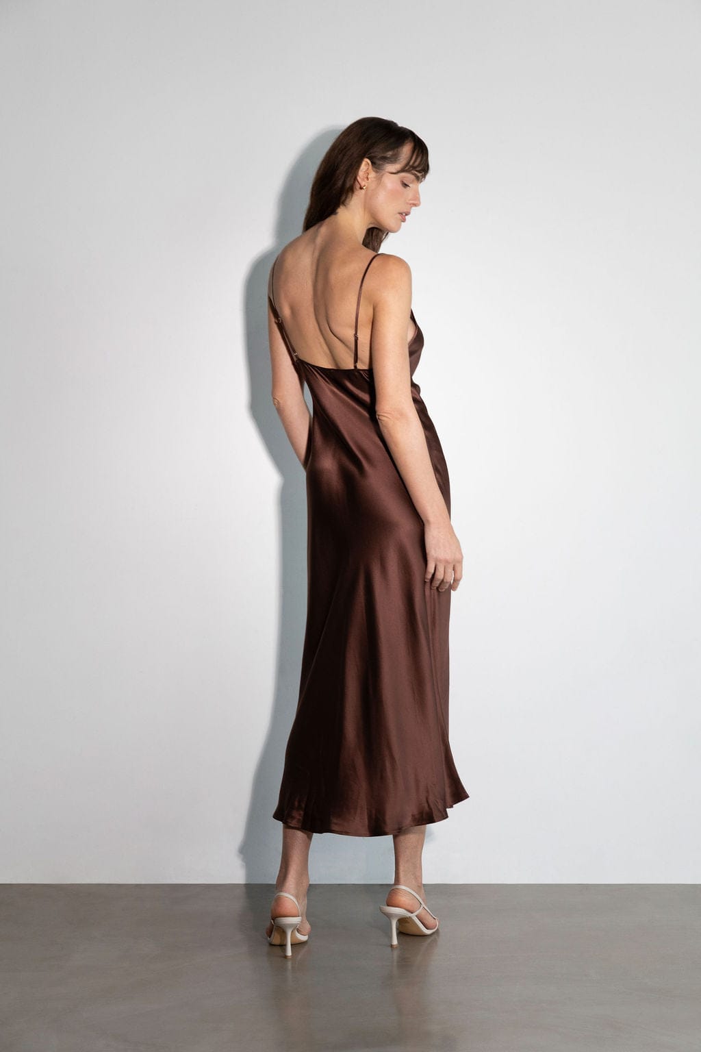 Anaphe Long Dress Harlow Scoop Slip Dress Espresso - Atelier