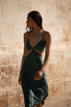 Load image into Gallery viewer, Anaphe Long Dress L Gigi Cut Out Silk Open Back Dress - Evergreen
