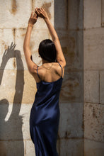 Load image into Gallery viewer, Anaphe Long Dress Maxi V Silk Slip Dress Twilight - Navy Blue

