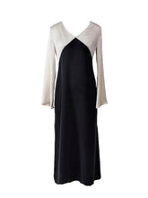 Load image into Gallery viewer, Anaphe Long Dress Mood Silk Bias Cut Long Sleeve Dress - Classic Black &amp; Sand
