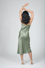 Load image into Gallery viewer, Anaphe Long Dress Silk V Dress Maxi - Forest Green
