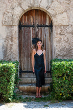 Load image into Gallery viewer, Anaphe Long Dress V Silk Slip Dress Classic Black
