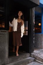 Load image into Gallery viewer, Anaphe Long Dress V Silk Slip Dress Coffee Date Brown
