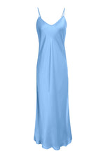 Load image into Gallery viewer, Anaphe Long Dress V Silk Slip Dress - Denim Blue
