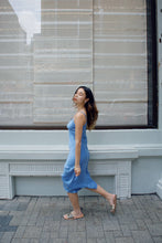 Load image into Gallery viewer, Anaphe Long Dress V Silk Slip Dress - Denim Blue

