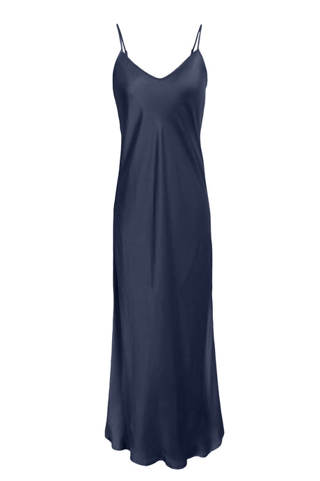 Anaphe Long Dress V Silk Slip Dress - French Navy Blue