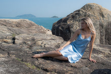 Load image into Gallery viewer, Anaphe Long Dress V Silk Slip Dress Length Forget Me Not Blue
