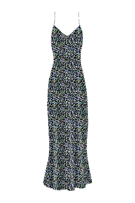 Anaphe Long Dress V Silk Slip Dress - Midnight Droplets Print
