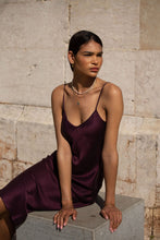 Load image into Gallery viewer, Anaphe Long Dress V Silk Slip Dress - Mulberry Purple
