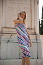 Load image into Gallery viewer, Anaphe Long Dress V Silk Slip Dress - Multi Stripes
