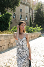 Load image into Gallery viewer, Anaphe Long Dress V Silk Slip Dress - Palm Print
