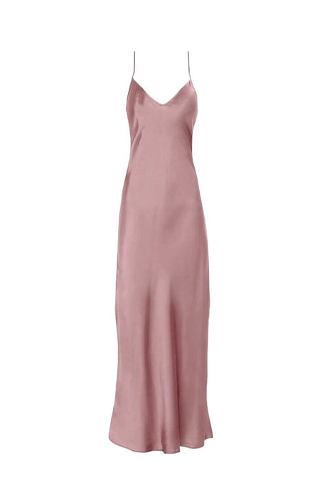 Anaphe Long Dress V Silk Slip Dress - Rosewood