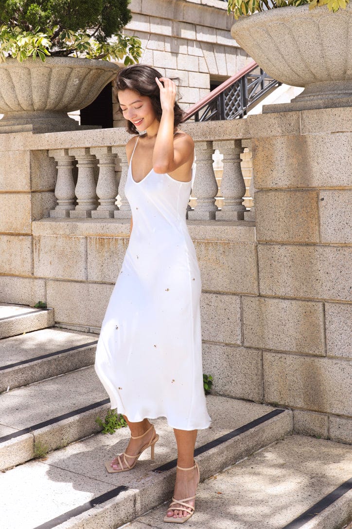 Anaphe Long Dress V Silk Slip Dress - Save The Bee's Earth Day