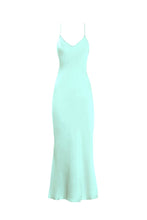 Load image into Gallery viewer, Anaphe Long Dress V Silk Slip Dress - Sea Green
