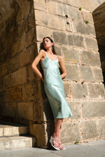 Load image into Gallery viewer, Anaphe Long Dress V Silk Slip Dress - Sea Green

