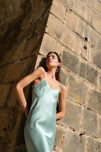 Load image into Gallery viewer, Anaphe Long Dress V Silk Slip Dress - Sea Green
