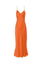 Load image into Gallery viewer, Anaphe Long Dress V Silk Slip Dress - Sunset Orange
