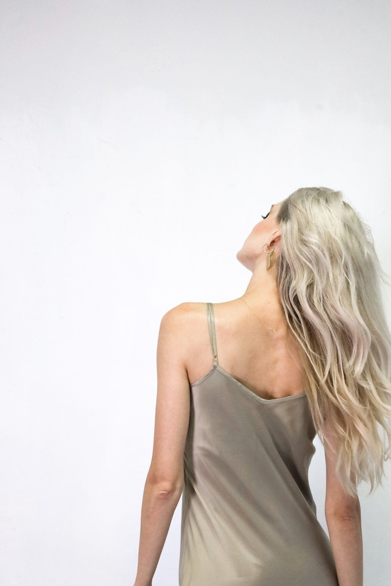 Anaphe Long Dress V Silk Slip Dress - Taupe