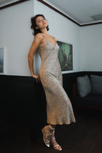 Load image into Gallery viewer, Anaphe Long Dress V Silk Slip Dress - Untamed Neutral Print
