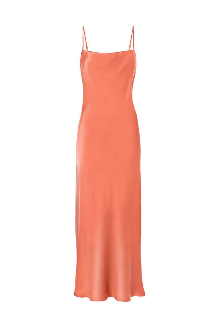 Anaphe Long Dress XS Revival Long Length Silk Slip Dress - Coral
